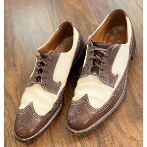 VTG 30s Freeman Spectator Two-Tone Brown/White Leather Wingtip Oxford Shoes 10 B